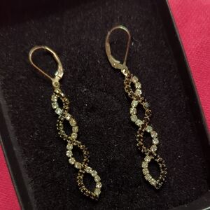 Sparkling Black and Silver Loop Earrings